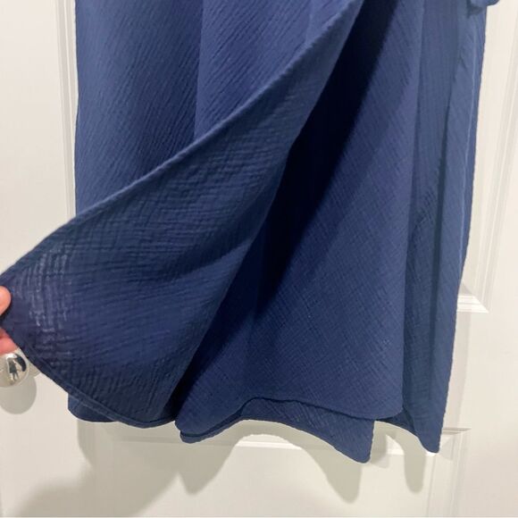 CASLON Women's Tie Waist Maxi Skirt Faux Wrap in Navy Cotton Gauze Size 1X - Picture 5 of 15